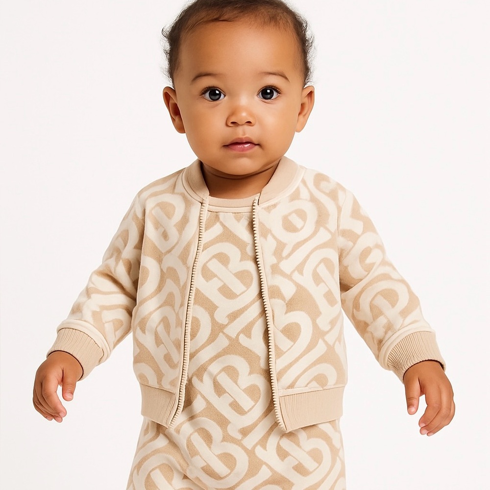BURBERRY Beige Monogram Baby Romper Gift Set NEW! 3-6 months